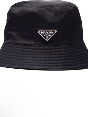 Prada Black Nylon Logo Bucket Hat